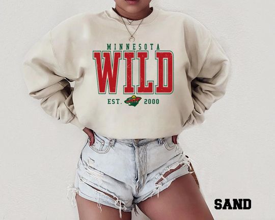 Discover Vintage Minnesota Hockey Sweatshirt, Retro Wild Style Crewneck, Unisex Sporty Streetwear Game Day Top