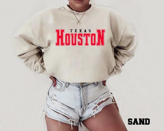 Vintage Houston Texas Sweatshirt, Retro City Crewneck, Unisex Game Day Pullover