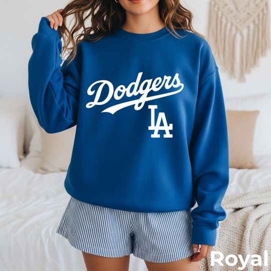 Discover Dodgers Retro Sweatshirt: 100% Cotton, Vintage Baseball Graphic, Unisex S-3XL