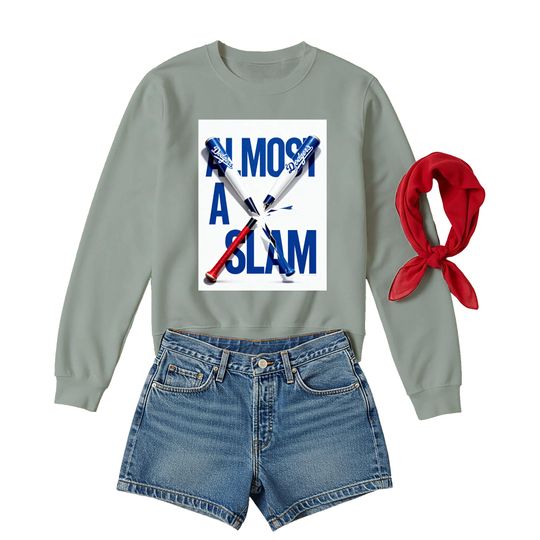Discover Unisex Heavy Blend Crewneck Sweatshirt with Dodgers Baseball Graphic and Broken Bat Design, Almost A Slam Fan Apparel Gift, Blend