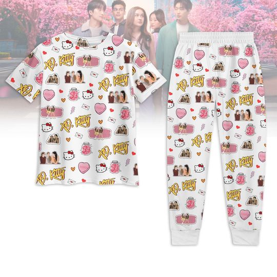 Xo Kitty Valentine Pajamas Set, Hello Kitty Pajamas Family, Pink Coquette Pajamas, Xoxo Coquette Pajamas For Her, Valentine Gift