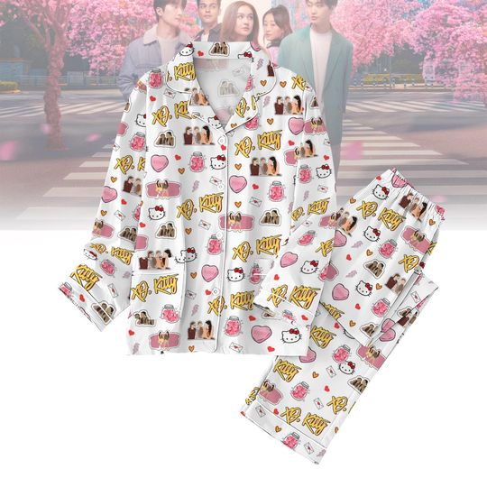 Xo Kitty Valentine Pajamas Set, Hello Kitty Pajamas For Party, Xoxo Coquette Pajamas For Women, Pink Coquette Pajamas, Gift For Her