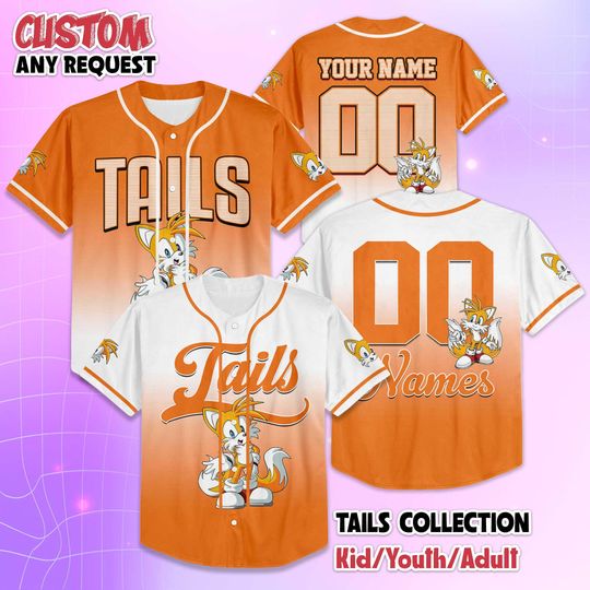 Discover Personalized Tails Baseball Jersey, Custom Sonic The Hedgehog Tails Jersey Shirt, Baseball Team Outfit, Gift For Fans