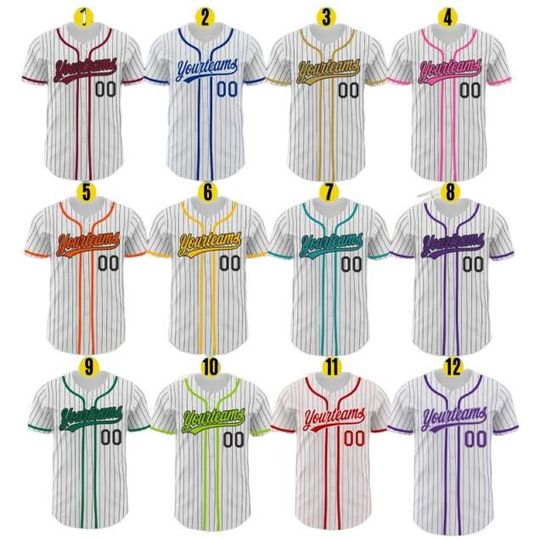 Discover Personalized Name Team,Custom Stripe Line Color Baseball Jersey For Baseball Fans,Custom Number Baseball Team Couple Jersey