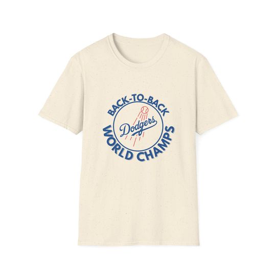 Discover Dodgers Back to Back World Champs T-Shirt, Unisex Softstyle Tee, Sports Fan Apparel, Baseball Gift, Casual Wear, Game Day Shirt