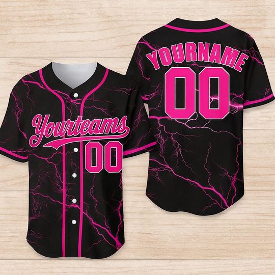 Discover Custom Lightning Baseball Jersey, Personalized Team Name and Number, Matching Baseball Couple and Team Jerseys, Unique Sports Apparel