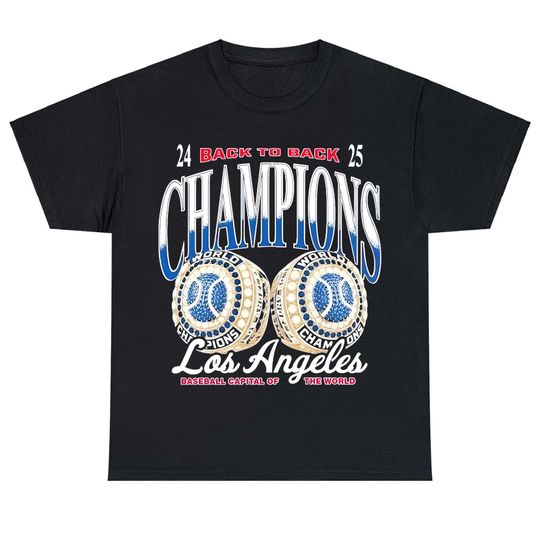 Discover Los Angeles Baseball T-Shirt Back to Back Champs World Series 2025 Baseball Lover Tee