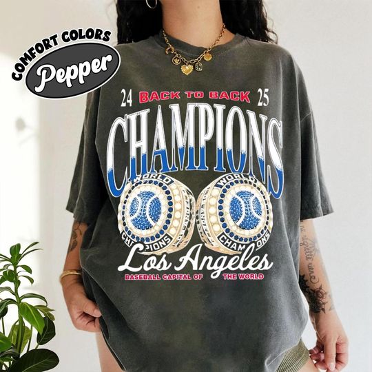 Discover LA Baseball Back to Back Champs T-Shirt, Baseball Tee for Baseball Lovers