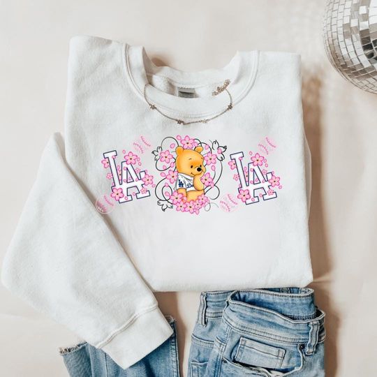 Discover LA Pooh Baseball Crewneck Sweatshirt