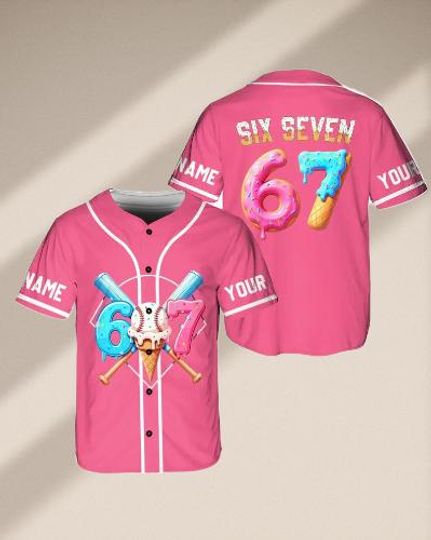 Discover Personalized Ice Cream Drip Baseball Jersey, Custom Name Gen Alpha Outfit, Trendy Summer Baseball Shirt