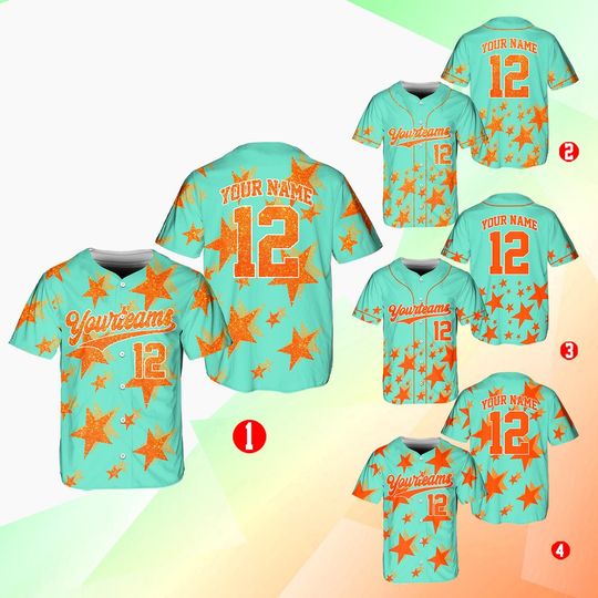 Discover Faux Glitter Showgirl Baseball Jersey, Custom Teal And Orange Country Music Lover Jersey, Concert Fan Gift, Show Business Baseball Jersey
