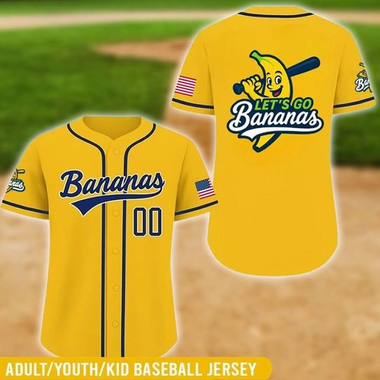Discover Funny Banana Baseball Jersey, Let's Go Bananas Shirt for Baseball Fans, Custom Baseball Jersey, Personalize Team name number