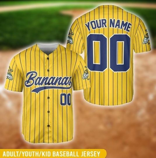 Discover Funny Banana Baseball Jersey, Let's Go Bananas Shirt for Baseball Fans, Custom Baseball Jersey, Personalize Team name number V1