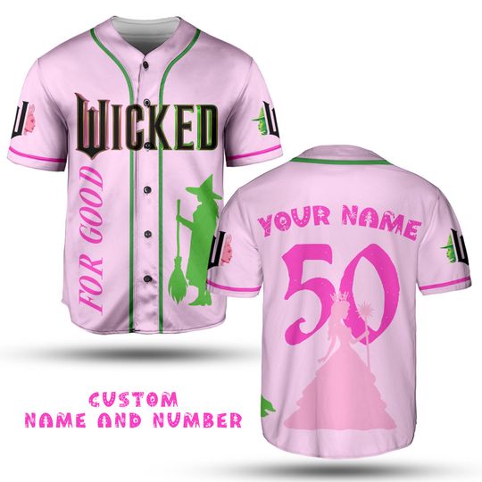 Custom Wicked Baseball Jersey, Elphaba And Glinda Baseball Shirt, Kids and Youth Baseball Jersey, Musical Movie Jersey, Christmas Jersey