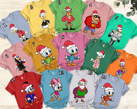 Discover DuckTales Christmas Tree and Lights Shirt, Huey, Louie, Dewey, Donald, Scrooge McDuck Tee, Disneyland Christmas Family Matching
