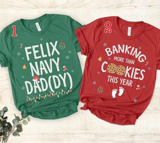 Discover Couples Christmas Pregnancy Announcement Shirt, Funny Pregnancy Shirt, Holiday Pregnancy, Pregnancy Announcement, New Mommy Daddy Tee