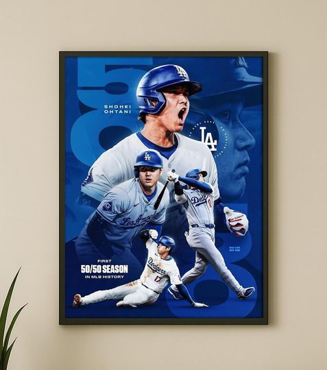 Discover Shohei Ohtani 50/50 Season Poster Los Angeles Dodgers Wall Art Baseball