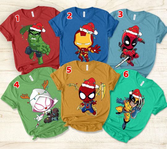Marvel Avengers Christmas Lights Shirt, Marvel Superheroes Christmas Shirt, Iron Man Hulk Spider Man Christmas Lights Tee
