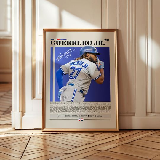 Discover Vladimir Guerrero Jr. Poster  Toronto Blue Jays Star Wall Art, Baseball Print for Fans, Home Run Hitter Sports Decor Gift Idea