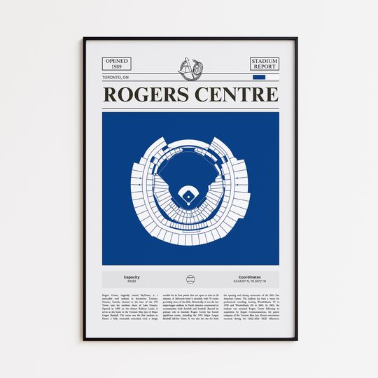 Discover Toronto Blue Jays Poster, Rogers Centre Stadium Print, Baseball Poster, Sports Poster Print, Minimalist Baseball Wall Art, Baseball gift