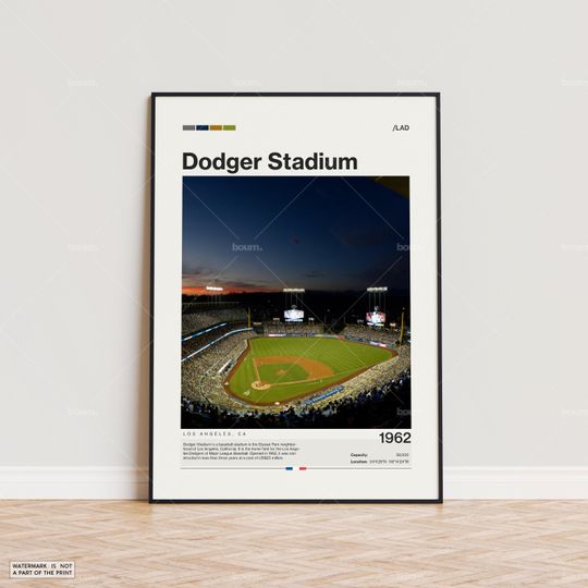 Dodger Stadium Poster, Los Angeles Dodgers Poster Print, Stadium Poster, Sports Poster,  Mid Century Modern, Baseball Fan Gift Print