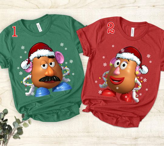 Discover Mr Potato and Ms Potato Christmas Couples Matching T-Shirt, Couple Toy Story Inspired Anniversaries Shirt, Christmas Couple Shirts