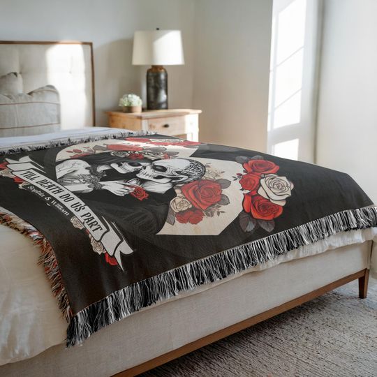 Personalized Woven Blanket, Custom Till Death Do Us Part Throw, Memorial Gift, Wedding Anniversary Present, Cozy Bedding, Home Decor