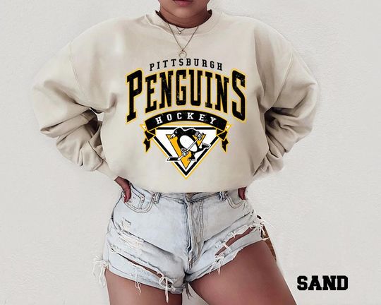 Discover Vintage Pittsburgh City Hockey Sweatshirt, Retro Athletic Crewneck, Classic Game Day Pullover