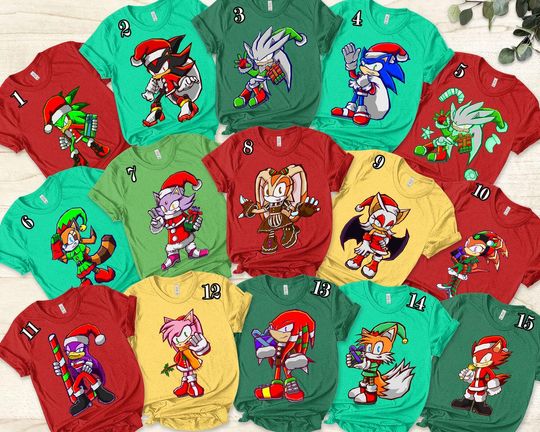 Discover Sonic the Hedgehog Christmas Group Matching Shirt, Sonic Family Christmas Shirt, Sonic Amy Rose Tails Knuckles Shirt Christmas shirt