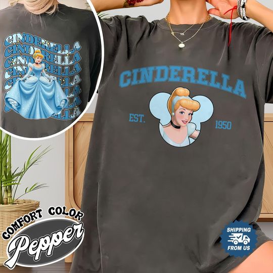Discover Disney Cinde Double-Sided T-Shirt, Disney Princess Shirt For Women, Cinde 2 Sided Shirt, Magic Kingdom Shirt For Her