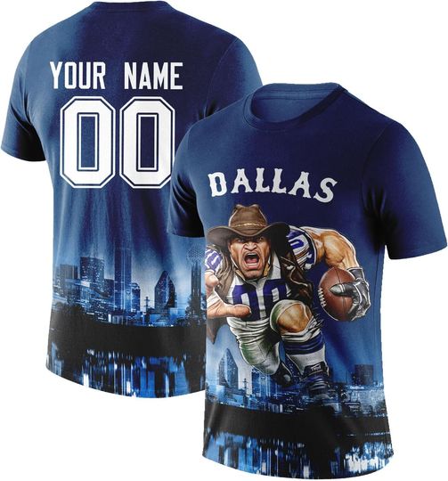 Custom Football Shirt Mascots City Night T-Shirt Personalized Name Number Short Sleeves Fashions Gift for Men Youth Women Fan