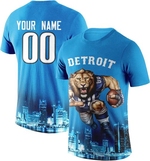 Discover Custom Football Shirt Mascots City Night T-Shirt Personalized Name Number Short Sleeves Fashions Gift for Men Youth Women Fan
