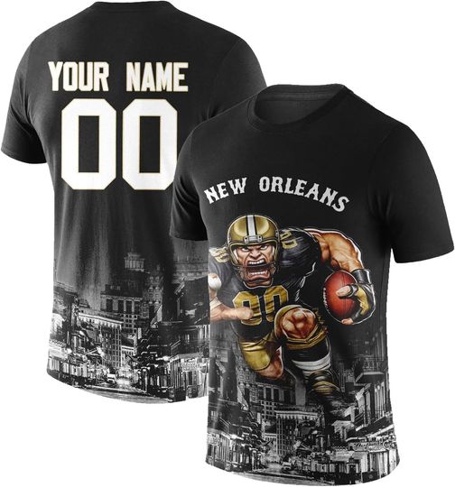 Custom Football Shirt Mascots City Night T-Shirt Personalized Name Number Short Sleeves Fashions Gift for Men Youth Women Fan