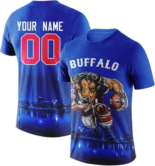 Discover Custom Football Shirt Mascots City Night T-Shirt Personalized Name Number Short Sleeves Fashions Gift for Men Youth Women Fan