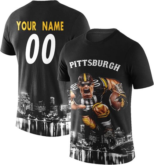 Custom Football Shirt Mascots City Night T-Shirt Personalized Name Number Short Sleeves Fashions Gift for Men Youth Women Fan