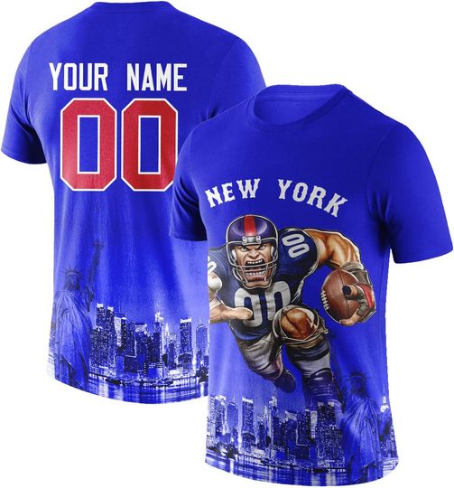 Discover Custom Football Shirt Mascots City Night T-Shirt Personalized Name Number Short Sleeves Fashions Gift for Men Youth Women Fan