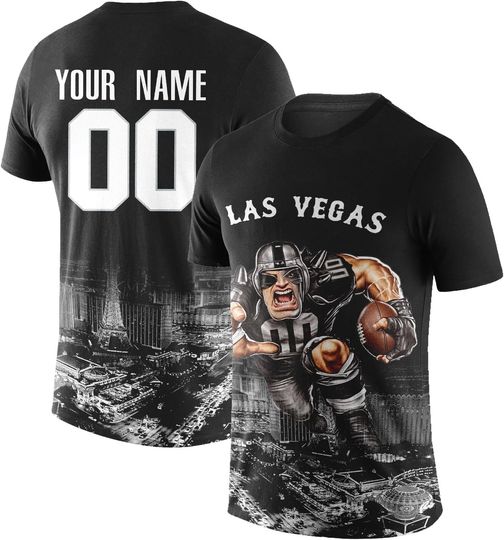 Custom Football Shirt Mascots City Night T-Shirt Personalized Name Number Short Sleeves Fashions Gift for Men Youth Women Fan