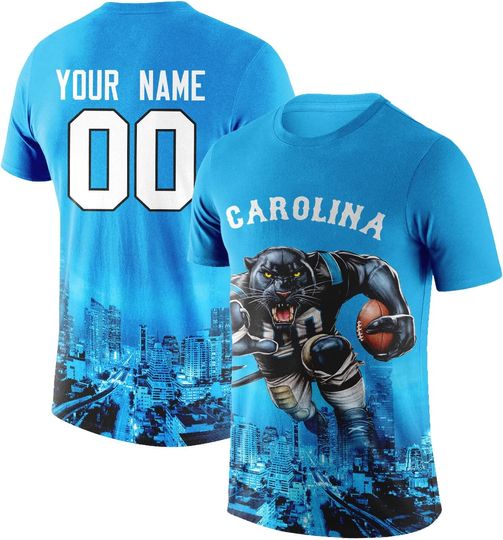Discover Custom Football Shirt Mascots City Night T-Shirt Personalized Name Number Short Sleeves Fashions Gift for Men Youth Women Fan