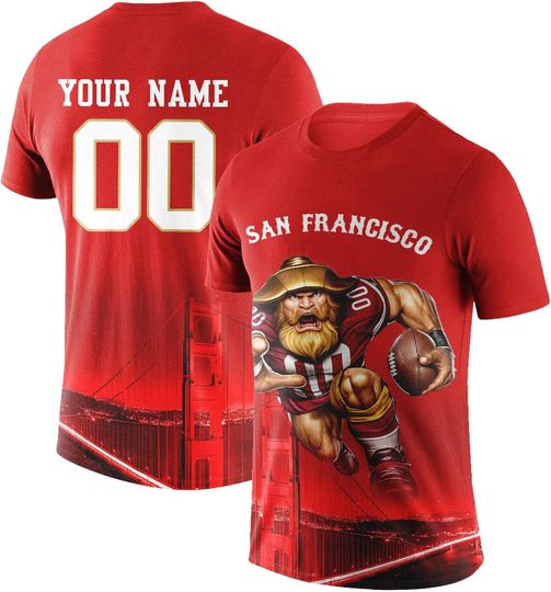Discover Custom Football Shirt Mascots City Night T-Shirt Personalized Name Number Short Sleeves Fashions Gift for Men Youth Women Fan