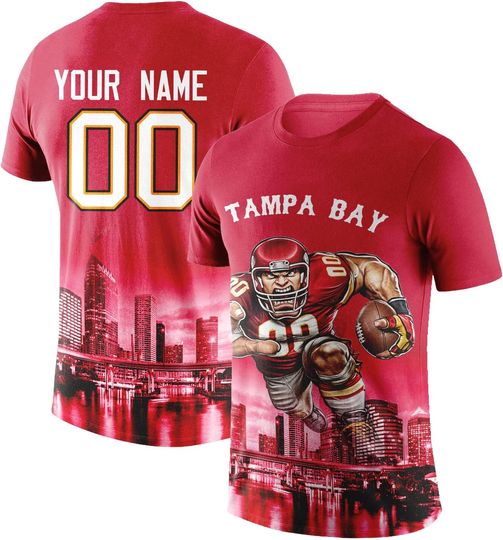 Discover Custom Football Shirt Mascots City Night T-Shirt Personalized Name Number Short Sleeves Fashions Gift for Men Youth Women Fan