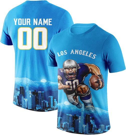 Discover Custom Football Shirt Mascots City Night T-Shirt Personalized Name Number Short Sleeves Fashions Gift for Men Youth Women Fan
