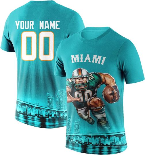 Custom Football Shirt Mascots City Night T-Shirt Personalized Name Number Short Sleeves Fashions Gift for Men Youth Women Fan
