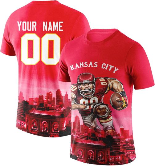 Custom Football Shirt Mascots City Night T-Shirt Personalized Name Number Short Sleeves Fashions Gift for Men Youth Women Fan