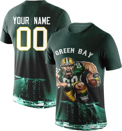 Custom Football Shirt Mascots City Night T-Shirt Personalized Name Number Short Sleeves Fashions Gift for Men Youth Women Fan