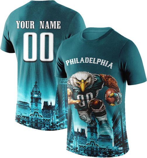 Discover Custom Football Shirt Mascots City Night T-Shirt Personalized Name Number Short Sleeves Fashions Gift for Men Youth Women Fan