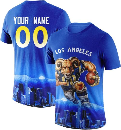 Custom Football Shirt Mascots City Night T-Shirt Personalized Name Number Short Sleeves Fashions Gift for Men Youth Women Fan