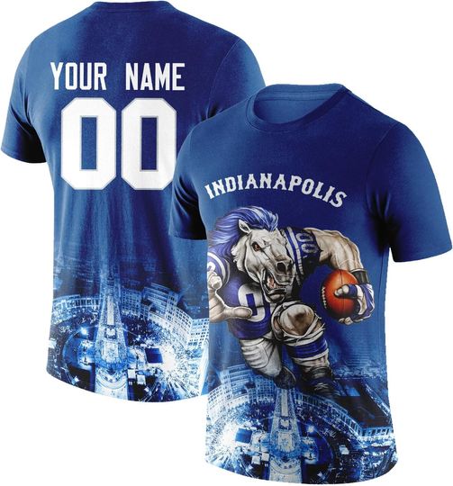 Custom Football Shirt Mascots City Night T-Shirt Personalized Name Number Short Sleeves Fashions Gift for Men Youth Women Fan