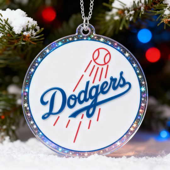 Holographic Los Angeles Dodgers Ornament, Custom Team Keepsake