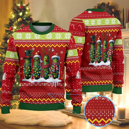 Discover Funny Holiday Cucumber Christmas Ugly Sweater, Retro Christmas Sweater, Christmas Movie Shirt, Xmas Party Wear
