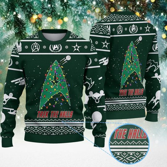Galaxy Trek The Halls Christmas Ugly Sweater, Retro Christmas Sweater, Xmas Party Wear, Christmas Movie Shirt